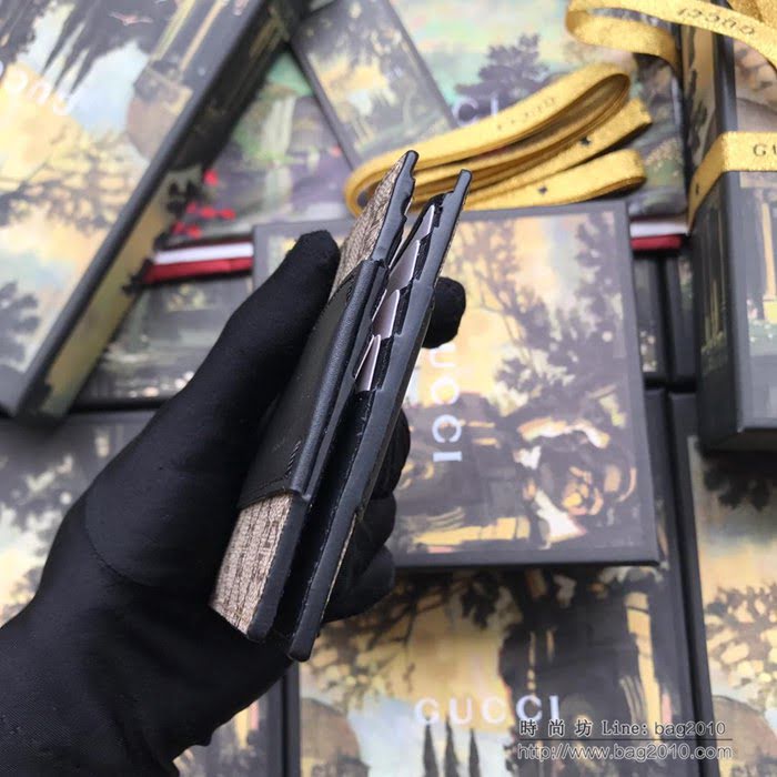 GUCCI古馳 新款 451240pvc黑 男士短夾系列 進口頭層牛皮 多卡位短錢包  ydgq3266
